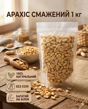 Арахис жареный не солёный 1 кг натуральный без соли без добавок хрустящий перекус фасованный пакет