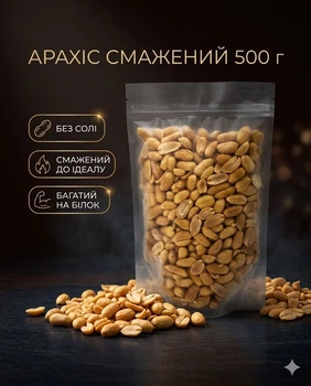 Арахис жареный не солёный 500 г натуральный хрустящий без соли без добавок фасованный пакет