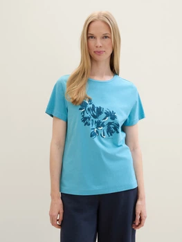 Футболка T-Shirt mit Print 1040544ХХ35313 Tom Tailor L Блакитний 1040544ХХ35313 L