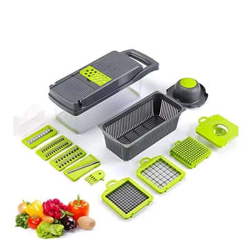 Багатофункціональна овочерізка Veggie Slicer KA808 14 у 1 | Ручний кухонний комбайн, подрібнювач та тертка