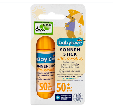 Дитячий сонцезахисний стік SPF 50+ для ультрачутливої шкіри, Babylove ultra sensitive, 20 г