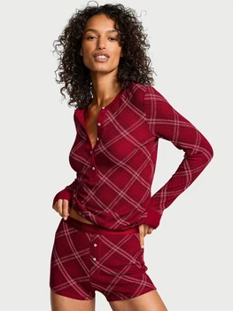 Пижама (лонгслив + шорты) женская Victoria's Secret 827840028 XS Красная (1159859064)