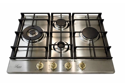 Варочная поверхность газовая Luxor Classico 60 BG KUP SS Emaille Turbo Wok Italy + круглая подставка Wok в подарок, белый