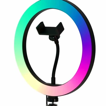 Кільцева LED лампа 26 см RGB з ДУ пультом живлення від USB для блогерів та візажистів LJJ-26