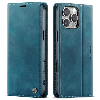 Чехол-книжка CaseMe RFID из нубука для iPhone 14 Pro Бирюзовый