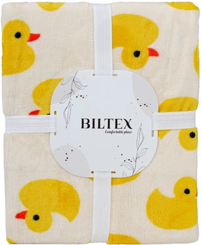 Плед Biltex Flannel песочный с принтом Sunny Duck Двуспальный 180х200 см (4820298414022)