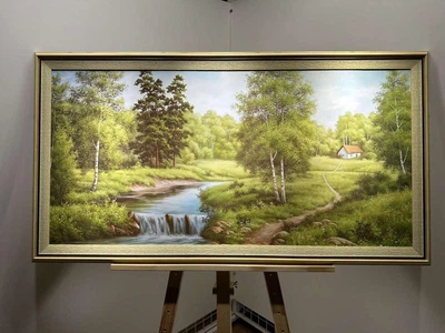 Картина Тиша серед беріз в багетній рамі 50х100 см. №427