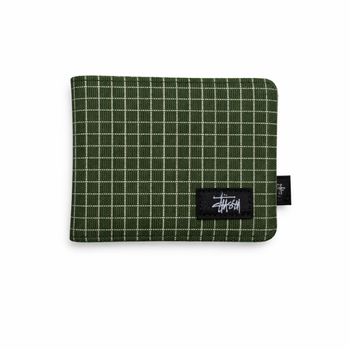 Кошелек Stussy 11×9 см зеленый в клетку из нейлона