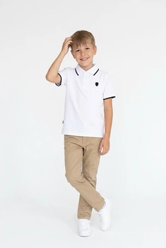 Теніска поло біла з коротким рукавом Fashion Cuff SmileTime зріст 110 см (LM27-17-2)