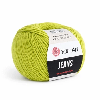 Пряжа YarnArt Jeans №29 оливковый (зеленый, фисташковый, салатовый) (Ярнарт джинс, полухлопок)