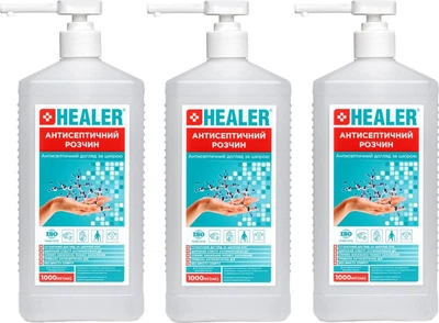 Набір антисептичних розчинів HEALER із дозатором 1 л х 3 шт (586395604)
