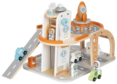 Zestaw drewniany Tooky Toy Kosmiczny Parking (TJ903) (6976831550882)