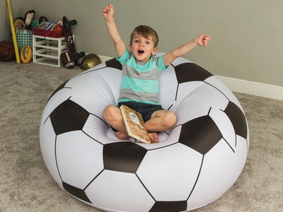 Надувне крісло-пуф Inflatable Sofa / Надувне крісло-мішок 110×110×85 см Чорно-білий HDSYR_436