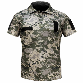 Футболка-поло потовідвідна Укр.Піксель ММ14 Coolmax (чорні ліпучки) S
