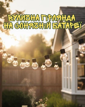 Солнечная гирлянда тёплый свет на солнечной батарее IP44 / длинная уличная гирлянда / декоративная гирлянда для сада и террасы / LED гирлянда автономная