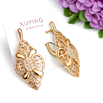 Серьги Xuping Jewelry длина 2.9см ширина 1.4см медицинское золото позолота 18К с1677