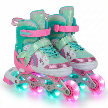 Роликовые коньки раздвижные детские русалка SP-Sport Mermaid 3211 размер 31-34 Mint-Pink