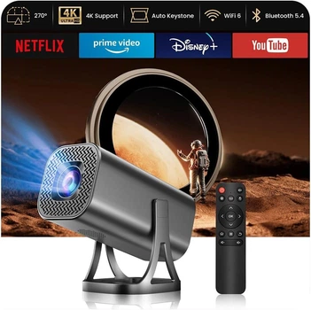 Мини-проектор 4K Full HD 1080P Android 12 WiFi 6 Bluetooth 5.4 портативный