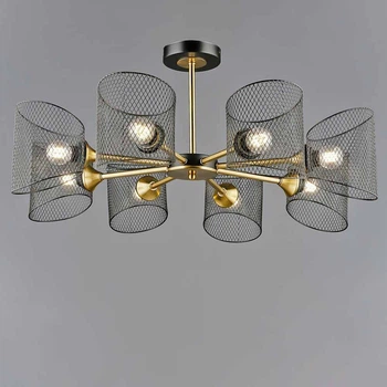 Люстра потолочная в стиле лофт Light House SRS-20494/8 BK+COP черный + медь