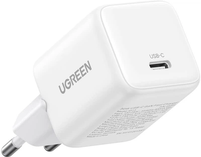 Зарядний пристрій Ugreen X513 USB-C 30W QC4.0 PD3.0 GaN Fast Charger White (UGR-65009)