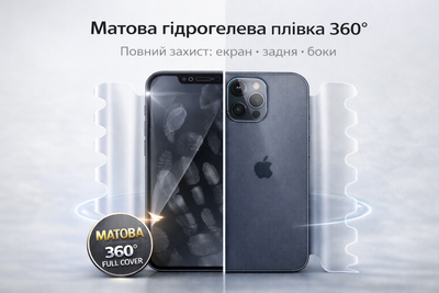 Протиударна гідрогелева плівка 360° (Full Cover) Mietubl для iPhone 15pro Max Матова самовідновлення