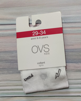 Детские капроновые колготки с принтом OVS 29-34 (6 - 8 лет), Белые