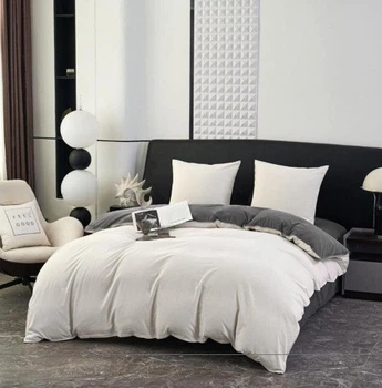 Постельное белье L&M Home Textiles двуспальная постель из вареного хлопка не требует глажки 100% хлопок 180х220см Молочный