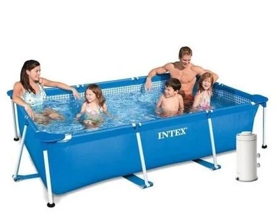 Каркасный бассейн Intex 28272 синий с чашей из ПВХ 300×200×75 см прямоугольный с картриджным насосом тентом и подстилкой (21-9-28272-4)