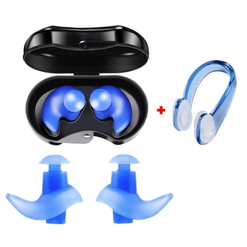 Беруші для плавання, купання, басейну Silenta Swim Pro Blue (Black case) + Кліпса (12155cl)