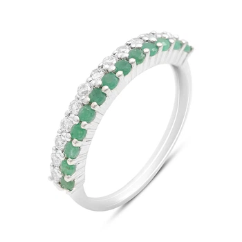 Серебряное кольцо с натуральным изумрудом 1.19ct, вес изделия 2,15 гр (2206088)
