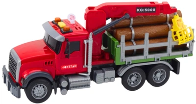 Ciężarówka do drewna Woopie z ruchomym dźwigiem, efektami świetlnymi i dźwiękowymi 1:14 Czerwona 57277 (5906280657277)