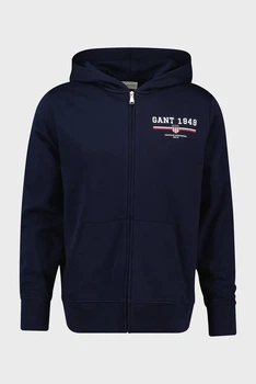 Чоловіче темно-синє худі GRAPHIC FULL ZIP HOODIE Gant S 2067041