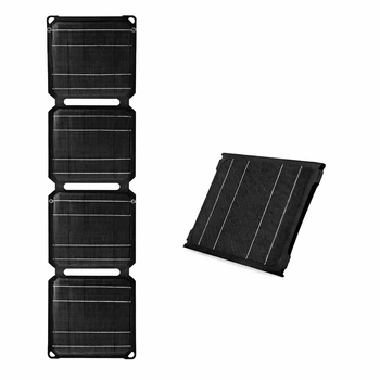 Солнечная панель 40W, USB A/C + DC, складная портативная, ETFE монокристалл, для туризма, черная