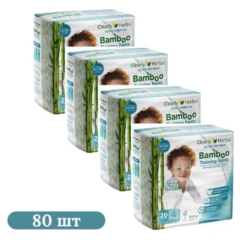 Детские подгузники-трусики 80 шт Clearly Herbal Bamboo размер 4 (9-15 кг)