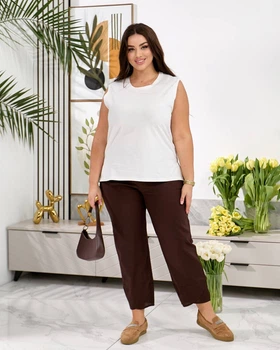 Жіночий прогулянковий костюм (брюки+майка) Uaclothes 58/60 Коричневий (like37741-181721373)