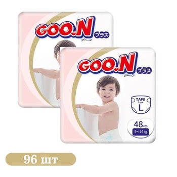 Детские подгузники 96 шт Goo.N Plus размер 4 L (9-14 кг)