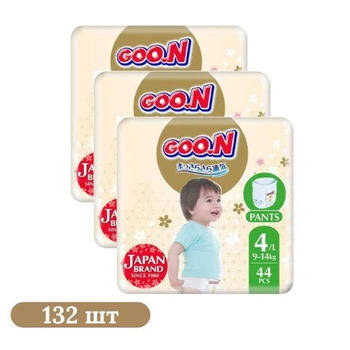Детские подгузники-трусики 132 шт Goo.N Premium Soft размер 4(L) (9-14 кг)