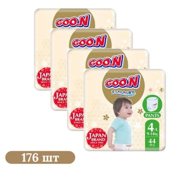 Детские подгузники-трусики 176 шт Goo.N Premium Soft размер 4(L) (9-14 кг)