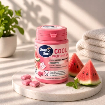 Жевательная резинка Dontodent Watermelon, без сахара, вкус арбуза, 50 шт