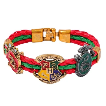 Плетеный кожаный браслет по мотивам вселенной «Гарри Поттера» Harry Potter “Hogwarts Houses” Факультеты Хогвартса