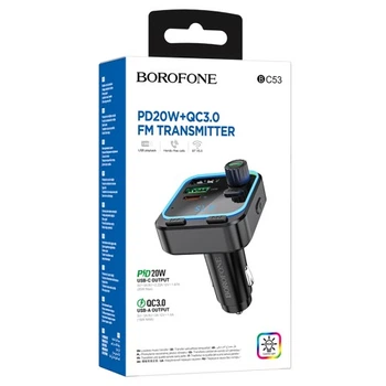 Автомобильный FM-трансмиттер BOROFONE BC53 Bluetooth 5.0., черный