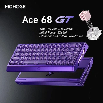 Геймерська магнітна клавіатура Mchose ACE68GT HE, RGB, 16K Hz, RS/SOCD/DKS/MT/TGL/ Macros, АНГ Purple/Фіолетова (ACE68GTPURPLE)