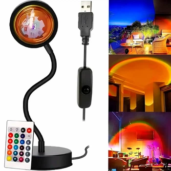 Проекционная лампа гибкая 5 Вт USB RGB черная для создания атмосферы заката модель Sunset