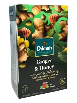 Чай Dilmah Чорний цейлонський з імбирем та медом 20 пакетиків (60676)