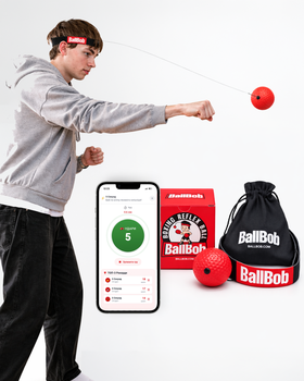 BallBob файтбол з мобільним додатком - тренажер fight ball, м'яч для боксу на гумці, розвиток реакції та координації