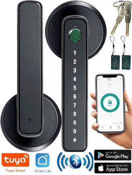 Умный замок Bluetooth Finger Lock, смарт дверная ручка с кодовым доступом и биометрическим сканером отпечатка пальца, универсальный замок для двери, черный