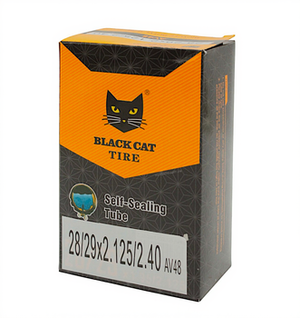 Камера 28-29, длинный ниппель AV 48mm BLACK CAT (2.125/2.40) самоклеющаяся (с антипрокольным гелем)