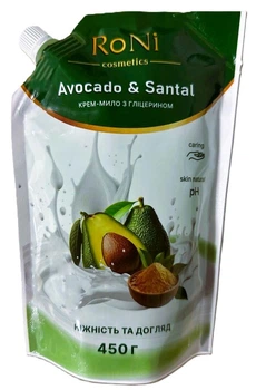 Крем мило TM RoNi Cosmetics Avocado & Santal (з гліцерином) дой пак 450 гр.