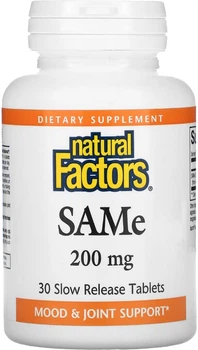 SAMe (S-аденозил-L-метіонін) Natural Factors 200 мг 30 таблеток (68958027074)