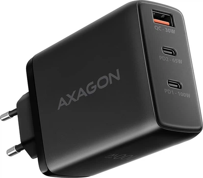 Ładowarka sieciowa Axagon ACU-DPQ100 3x port (USB + dual USB-C) PD3.0/QC4+/PPS/Apple 100W Black